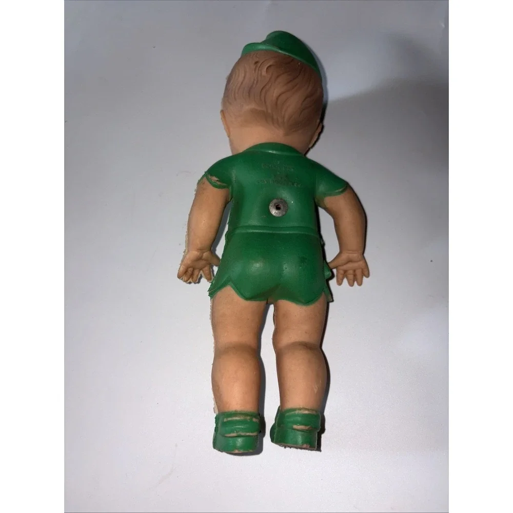 Vintage 1950's Peter Pan‎ Squeaker Doll Figurine The Sun Rubber Co. Damaged